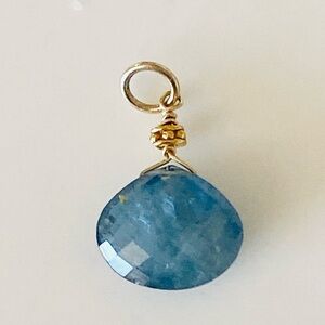 14k-22k Solid Gold Blue Tourmaline Briolette Necklace Pendant